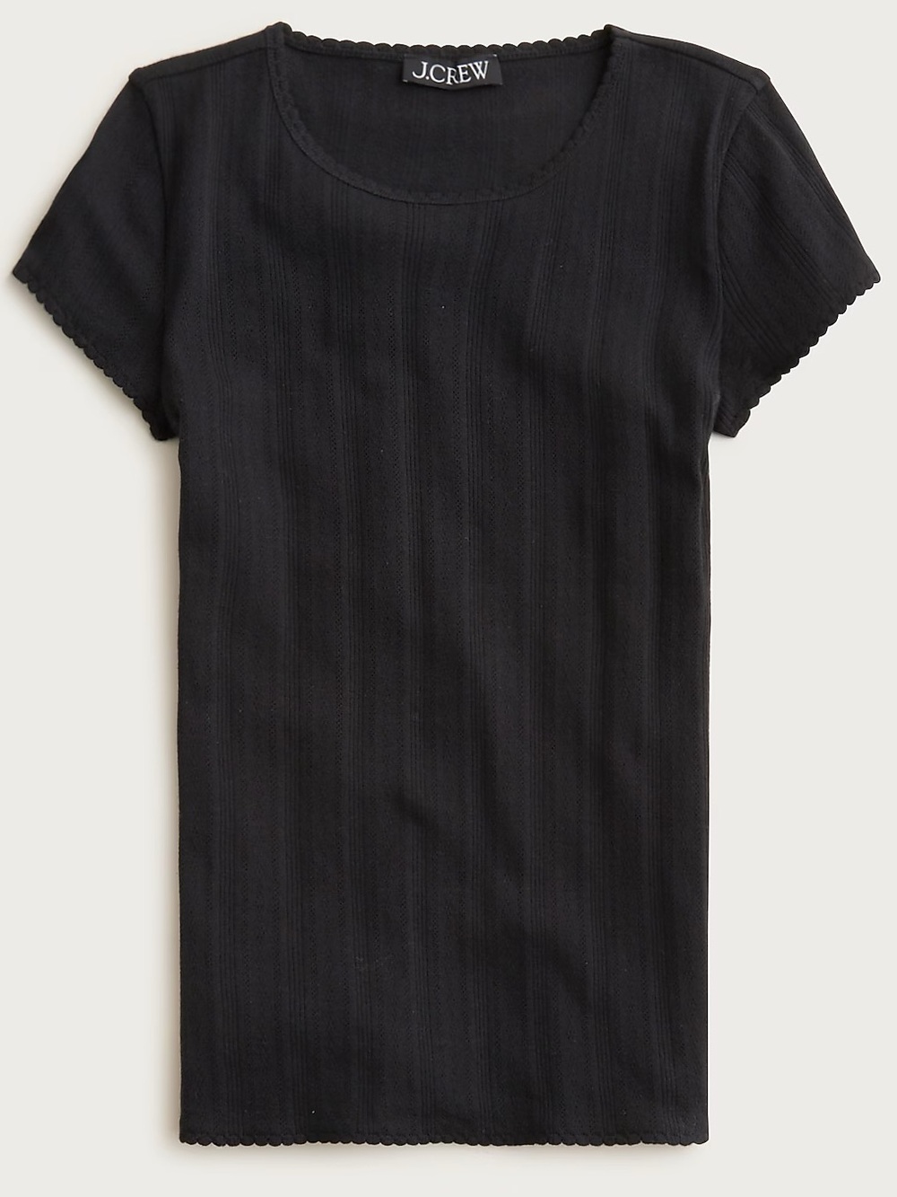 NWT J. CREW Women's Pointelle short-sleeve T-shirt black small 100% cotton CI597
